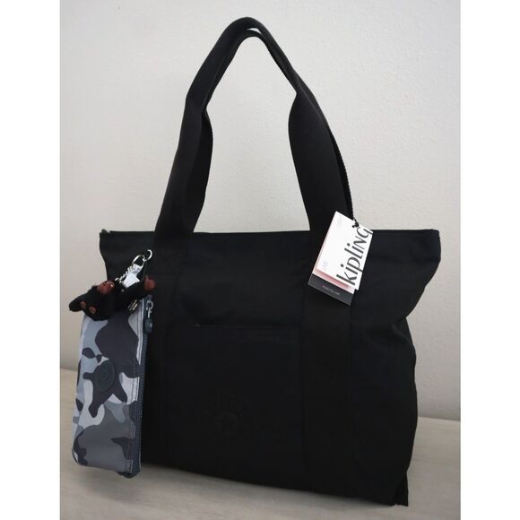Kipling KIB9Z7-5EV Women's O/S Black/Camo Gray Era M Set Tote Bag w/Pouch - Picture 3 of 16